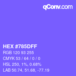 カラーコード: HEX #785DFF | qconv.com