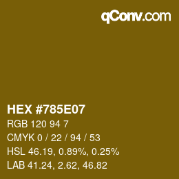 カラーコード: HEX #785E07 | qconv.com