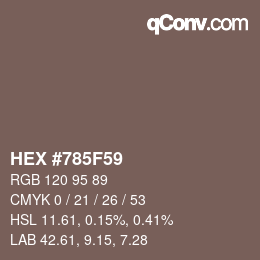 Color code: HEX #785F59 | qconv.com