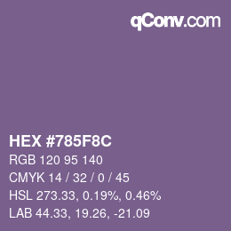 颜色代码: HEX #785F8C | qconv.com