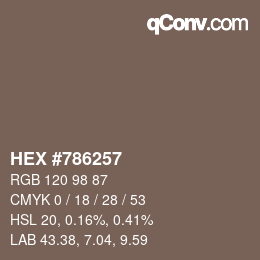 カラーコード: HEX #786257 | qconv.com