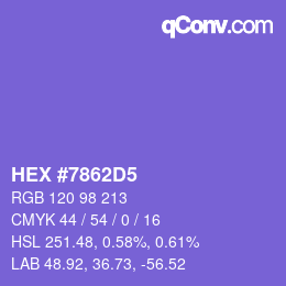 Color code: HEX #7862D5 | qconv.com