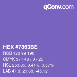 カラーコード: HEX #7863BE | qconv.com