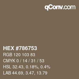 Color code: HEX #786753 | qconv.com