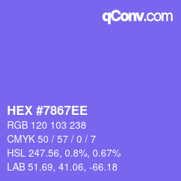 Color code: HEX #7867EE | qconv.com
