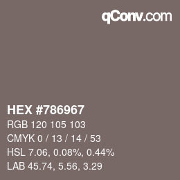 Color code: HEX #786967 | qconv.com