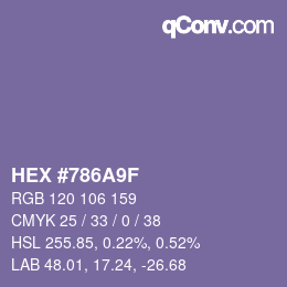 Farbcode: HEX #786A9F | qconv.com