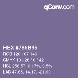 Code couleur: HEX #786B95 | qconv.com