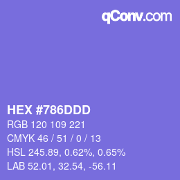 カラーコード: HEX #786DDD | qconv.com