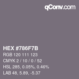 Color code: HEX #786F7B | qconv.com