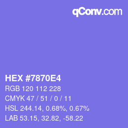 カラーコード: HEX #7870E4 | qconv.com