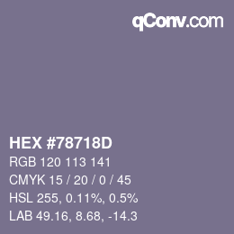 Farbcode: HEX #78718D | qconv.com