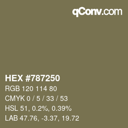 カラーコード: HEX #787250 | qconv.com