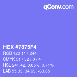Color code: HEX #7875F4 | qconv.com