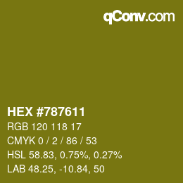 Color code: HEX #787611 | qconv.com