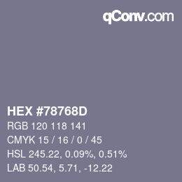 颜色代码: HEX #78768D | qconv.com