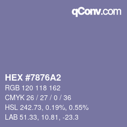 颜色代码: HEX #7876A2 | qconv.com