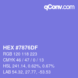Color code: HEX #7876DF | qconv.com