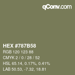 Color code: HEX #787B58 | qconv.com