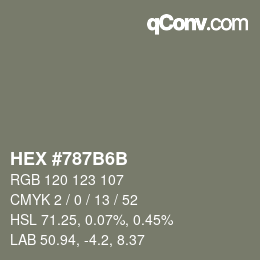 Color code: HEX #787B6B | qconv.com