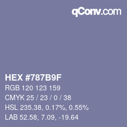 カラーコード: HEX #787B9F | qconv.com