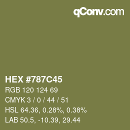 Color code: HEX #787C45 | qconv.com