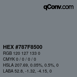 Color code: HEX #787F8500 | qconv.com