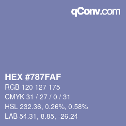 カラーコード: HEX #787FAF | qconv.com