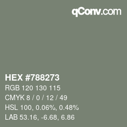 Código de color: HEX #788273 | qconv.com