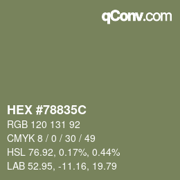 Color code: HEX #78835C | qconv.com