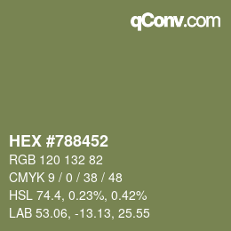 颜色代码: HEX #788452 | qconv.com