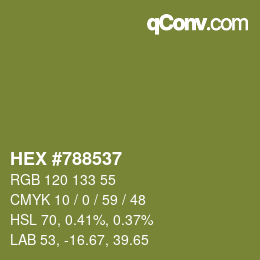 Color code: HEX #788537 | qconv.com