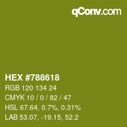 颜色代码: HEX #788618 | qconv.com