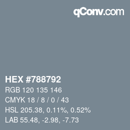 Farbcode: HEX #788792 | qconv.com