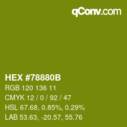 カラーコード: HEX #78880B | qconv.com
