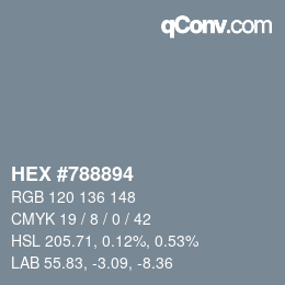 Farbcode: HEX #788894 | qconv.com