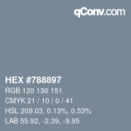 Color code: HEX #788897 | qconv.com