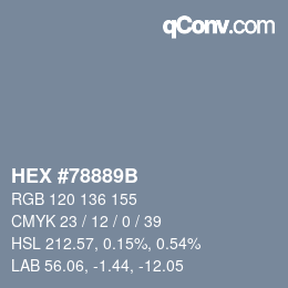 Color code: HEX #78889B | qconv.com