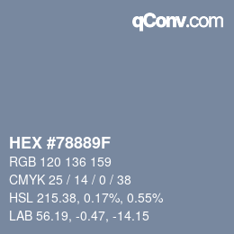 カラーコード: HEX #78889F | qconv.com