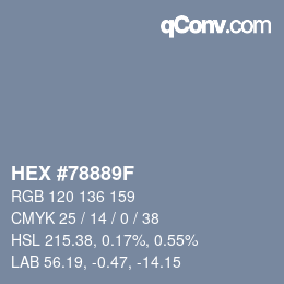 カラーコード: HEX #78889F | qconv.com