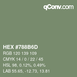 Color code: HEX #788B6D | qconv.com