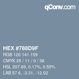 Color code: HEX #788D9F | qconv.com