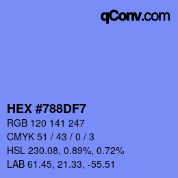 カラーコード: HEX #788DF7 | qconv.com