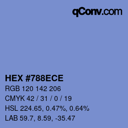 カラーコード: HEX #788ECE | qconv.com