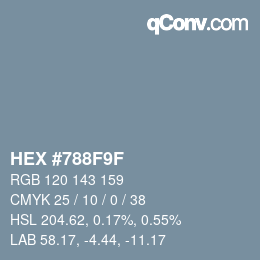 Color code: HEX #788F9F | qconv.com