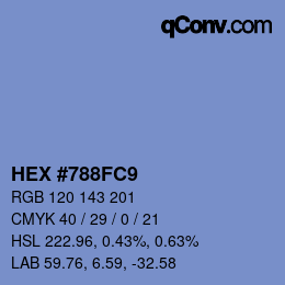 Color code: HEX #788FC9 | qconv.com
