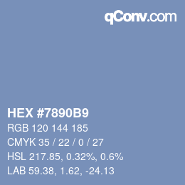 カラーコード: HEX #7890B9 | qconv.com