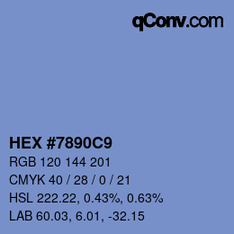カラーコード: HEX #7890C9 | qconv.com