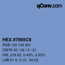 Farbcode: HEX #7895C9 | qconv.com