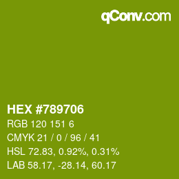 Color code: HEX #789706 | qconv.com